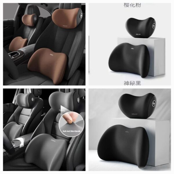 2-Piece Memory Foam Car Headrest & Lumbar Support Set