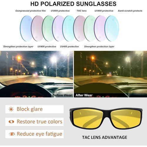 2pcs Anti-Glare Night Vision Driver Glasses Set