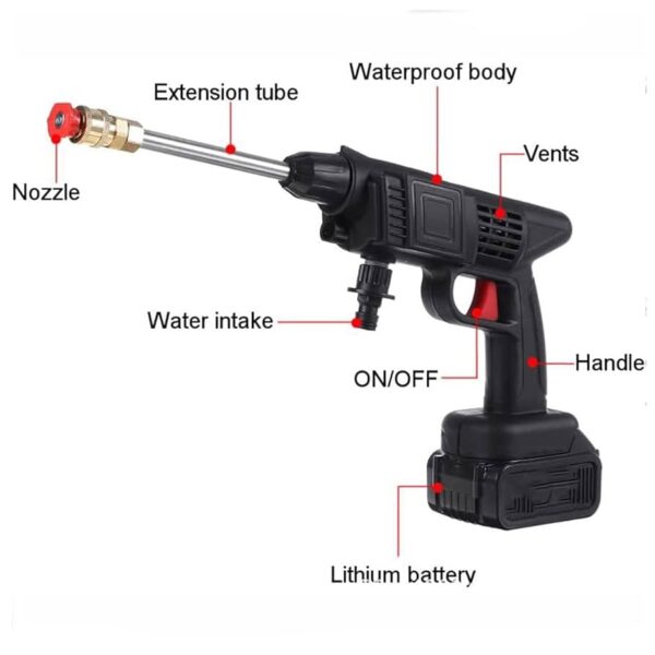 Portable High power 2 nozzle cordless car wash machine with DOUBLE rechargeable batteries