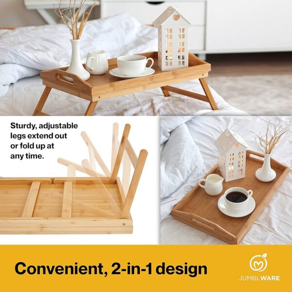 Breakfast in Bed Foldable Bamboo Tray.