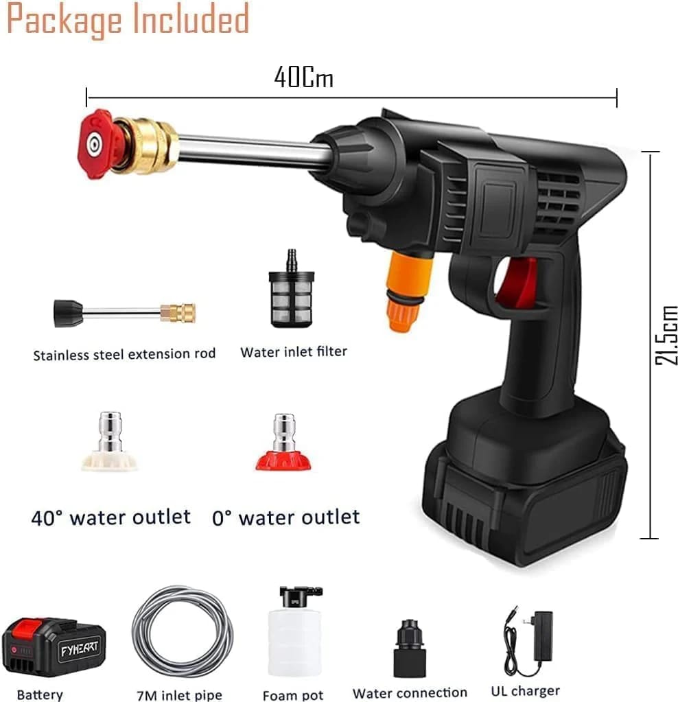 Portable High power 2 nozzle cordless car wash machine with  DOUBLE rechargeable batteries