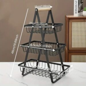 Triangular 3 layer 3 tier metallic mesh fruit basket
