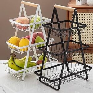 3-Tier Triangular Metallic Mesh Fruit Basket.
