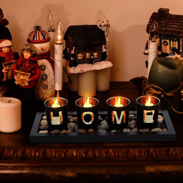 HOME - branded 4pc glass candle holder set
