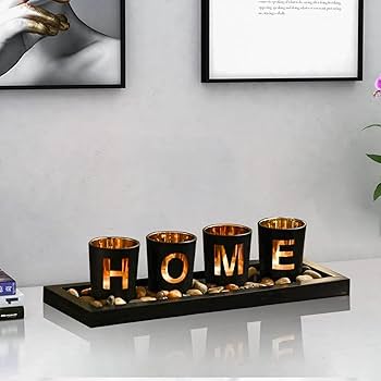 HOME - branded 4pc glass candle holder set