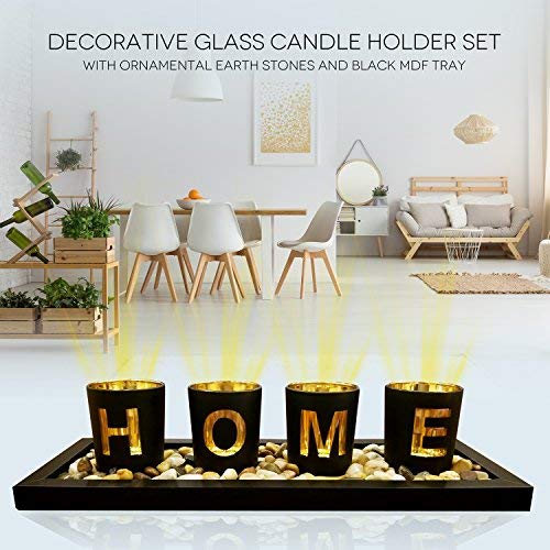 HOME - branded 4pc glass candle holder set