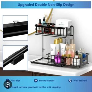 2 tier metallic sliding pull out cabinet organizer rack